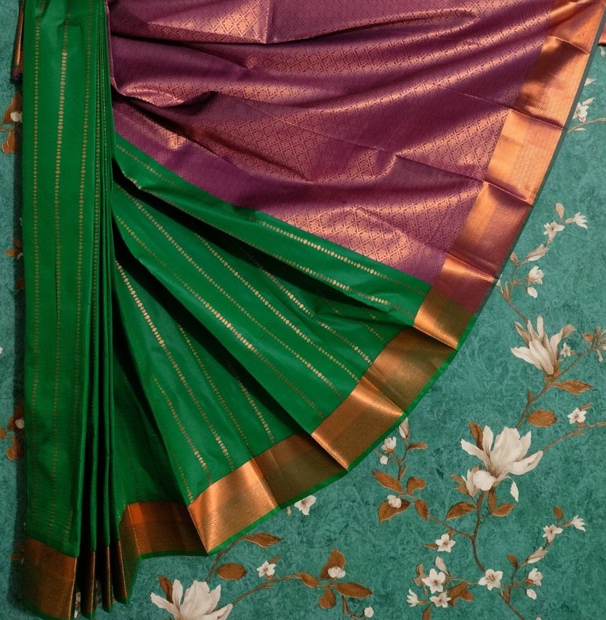 Fancy Soft Silk Green Star Buttas