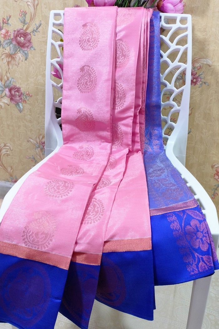 Tissue Silk Pink With Blue Shade - 5