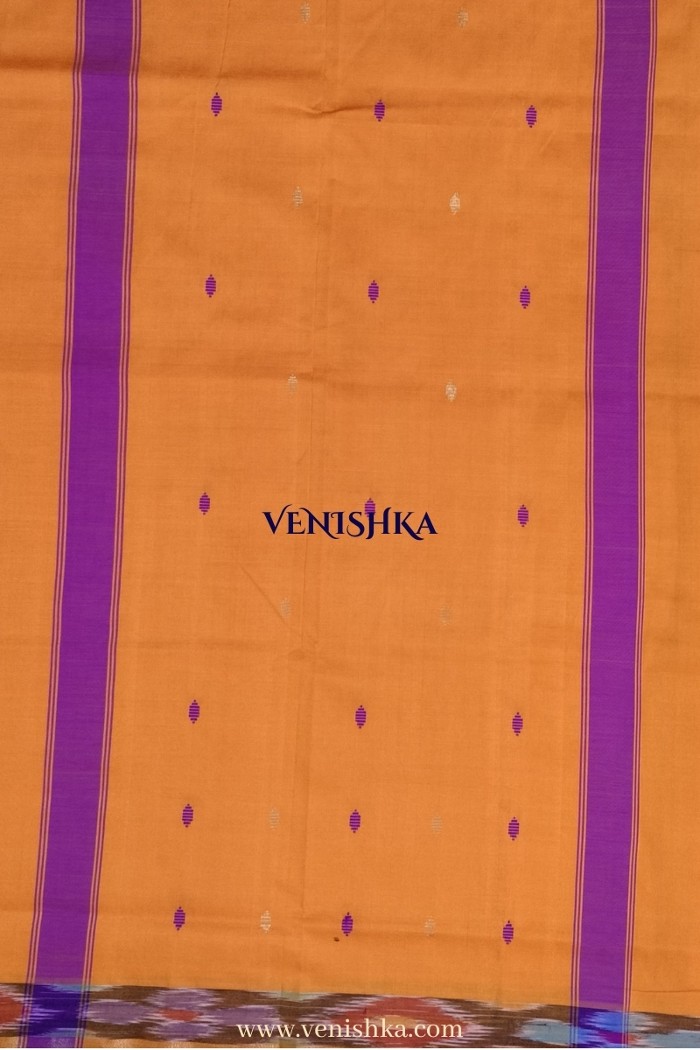 Uppada Silk With Pochampally Border -Purple With Orange - 3