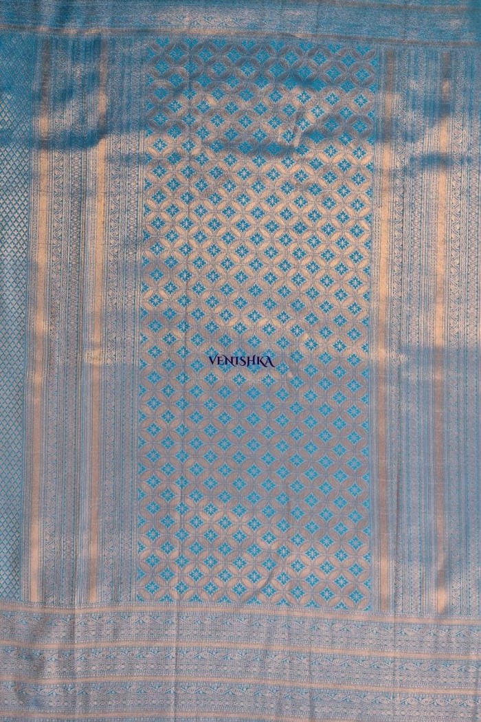 Kanjivaram Fancy Soft Silk Saree-Blue - 6