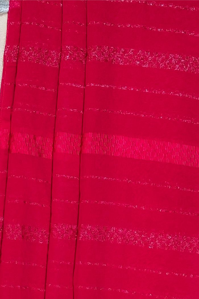 Dola Semi Silk Red Saree Embroidered Border