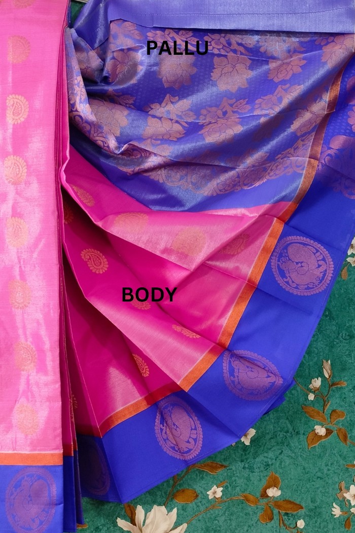 Tissue Silk Dark Pink With Blue Shade - 3
