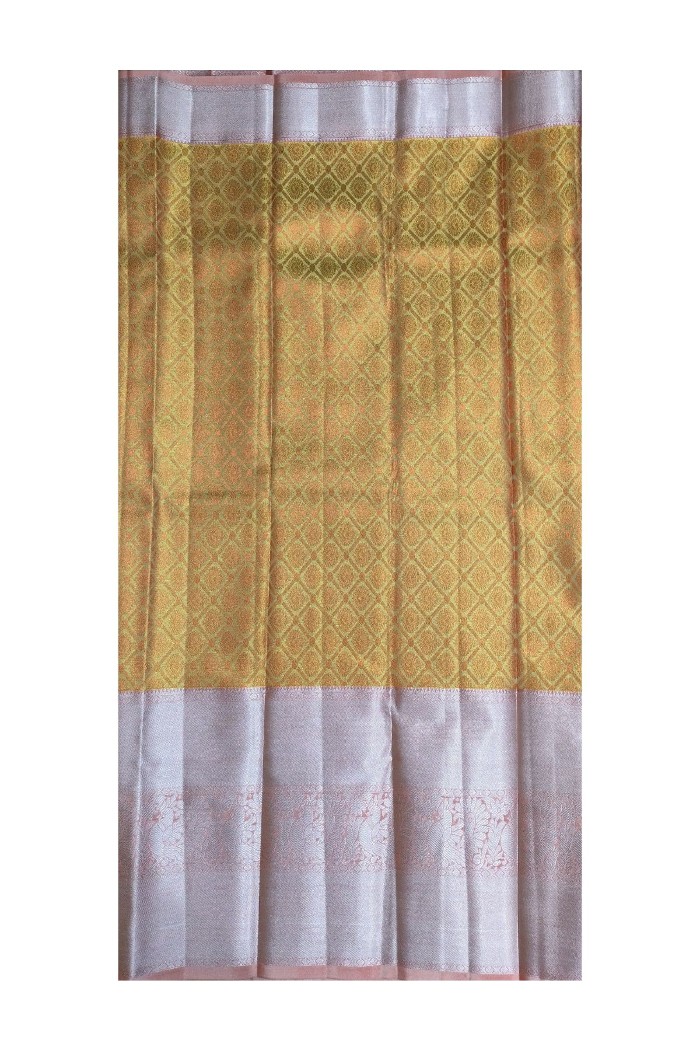 Kanjivaram Semi Tissue Silk Saree Pink - 5