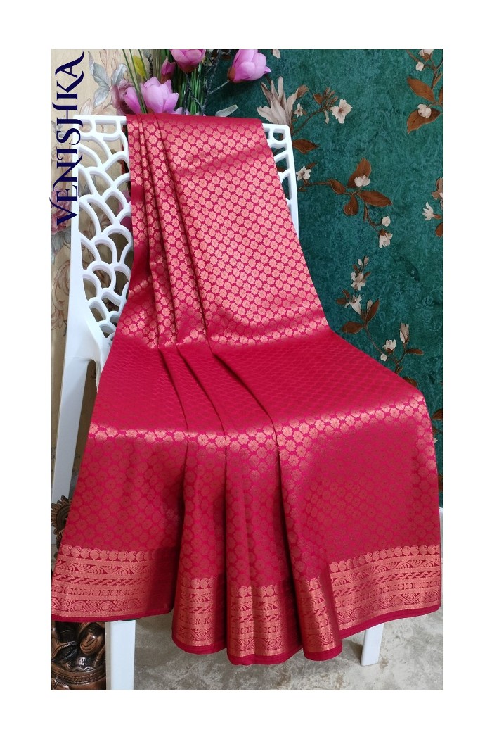 Kanjivaram Fancy Soft Silk Saree-Red - 3