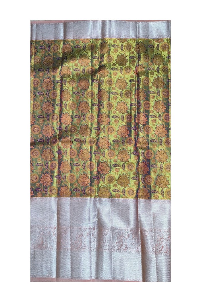 Kanjivaram Semi Tissue Silk Saree Pink - 4