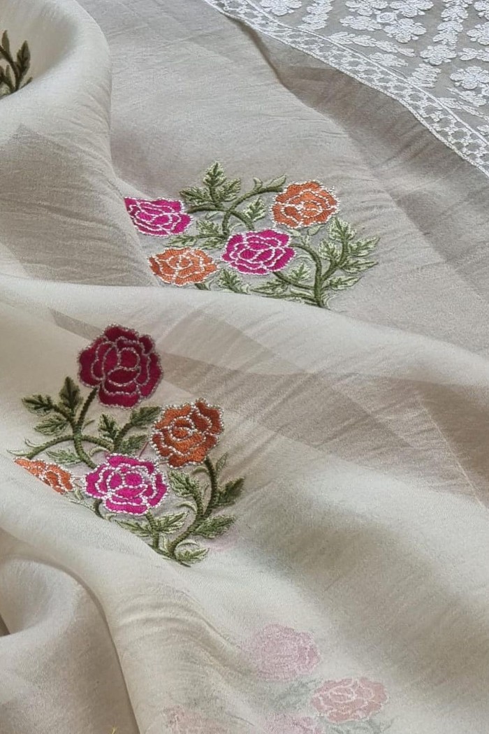 Soft Organza Embroidery Saree