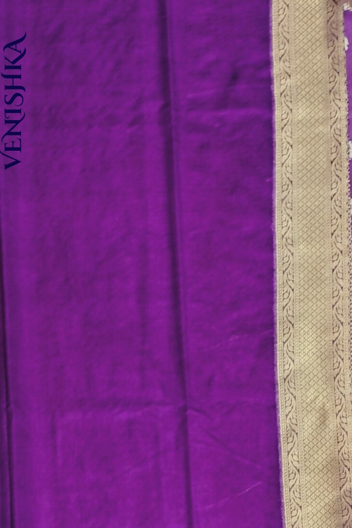 Handloom Semi Georgette Fancy Saree Purple - 5