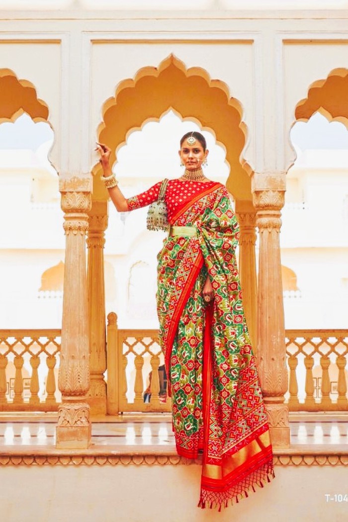 Tussar Silk Saree- Multi Green