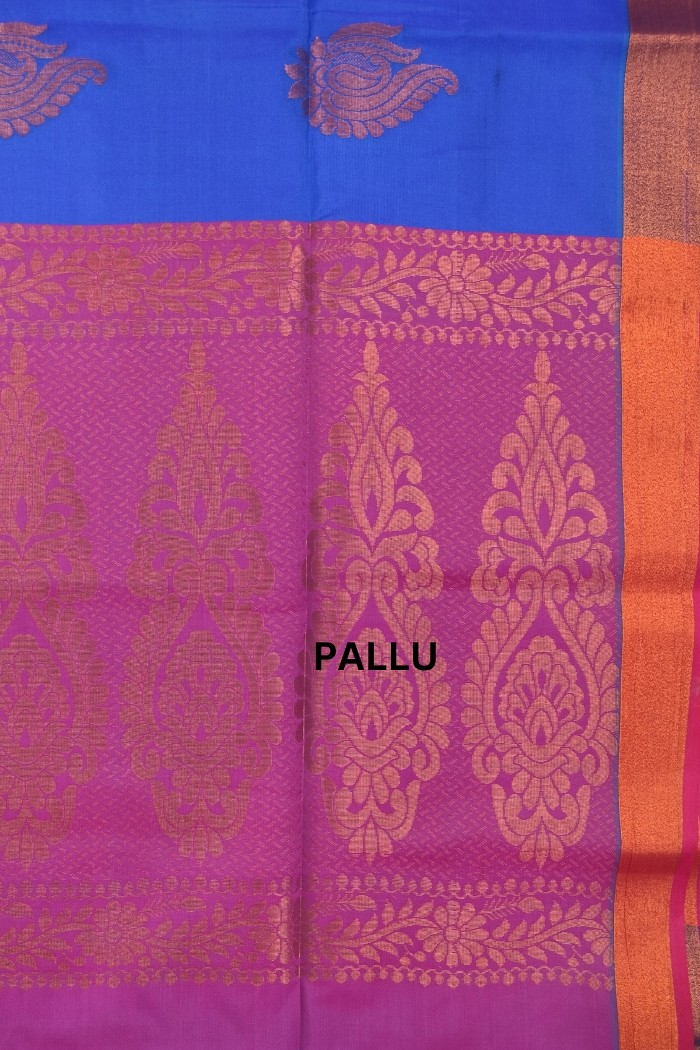 Fancy Soft Silk Light Weight Blue With Pink - 5