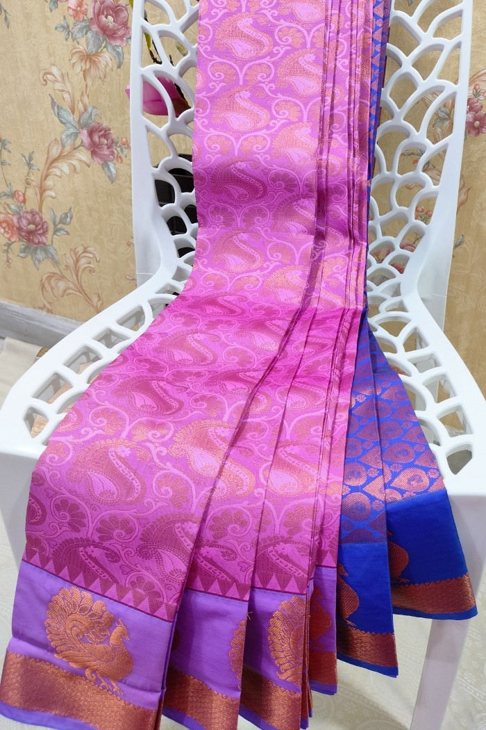 Fancy Silk Pink With Blue - 3