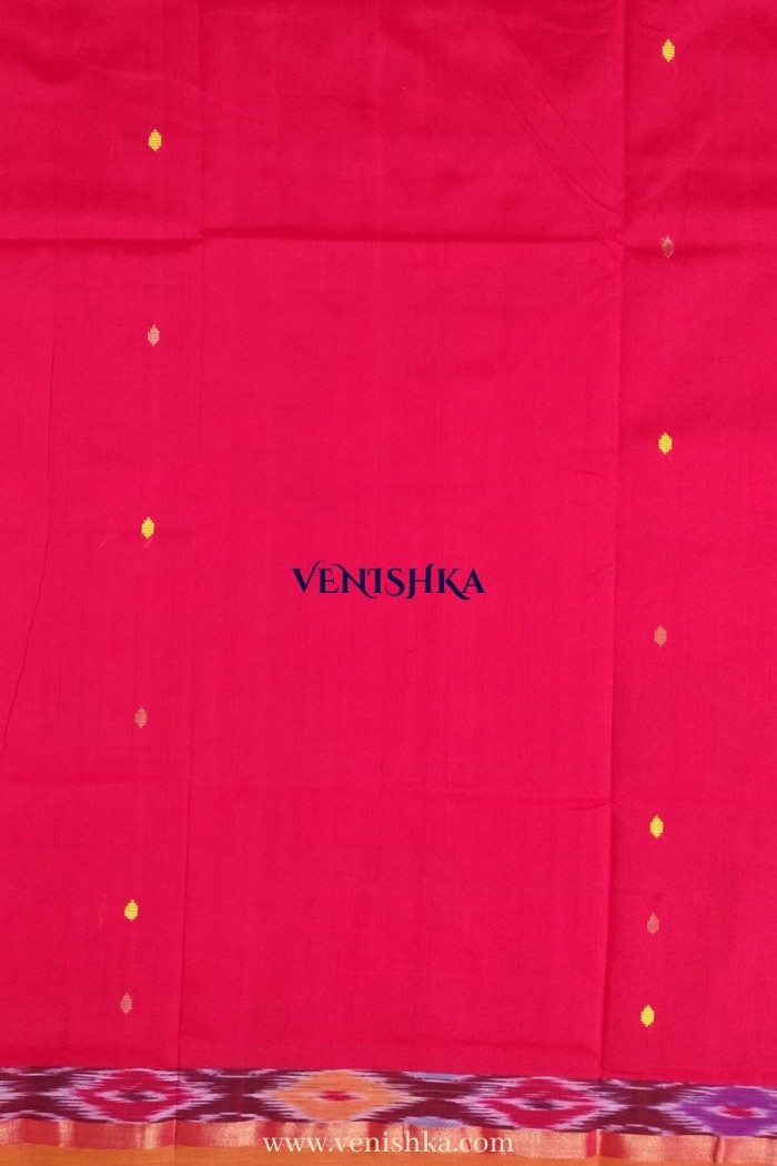 Uppada Silk With Pochampally Border Orange and Yellow Shade