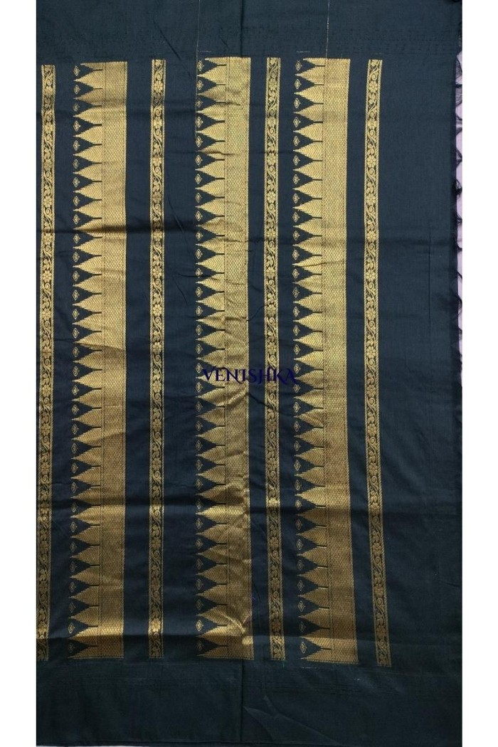 Kalyani Cotton Saree - Pale Purple And Black - 3