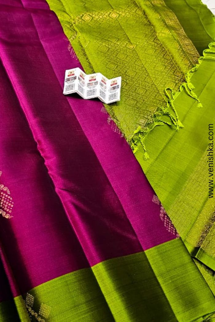 Royal Plum & Parrot Green Soft Silk Saree