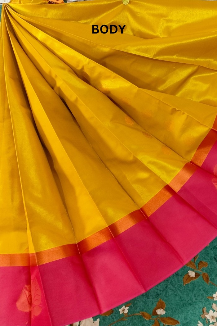 Tissue Silk Yellow With Pink Shade - 4