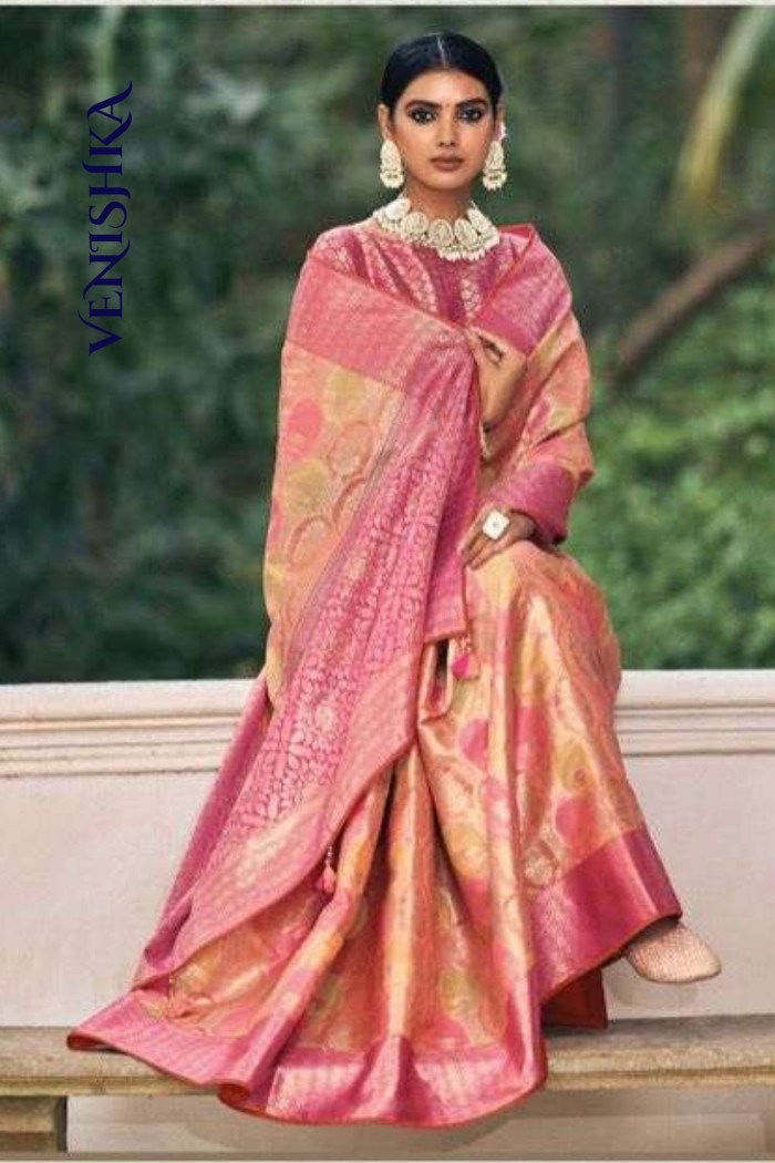 Party Wear Weaving Silk Saree- Multi Color