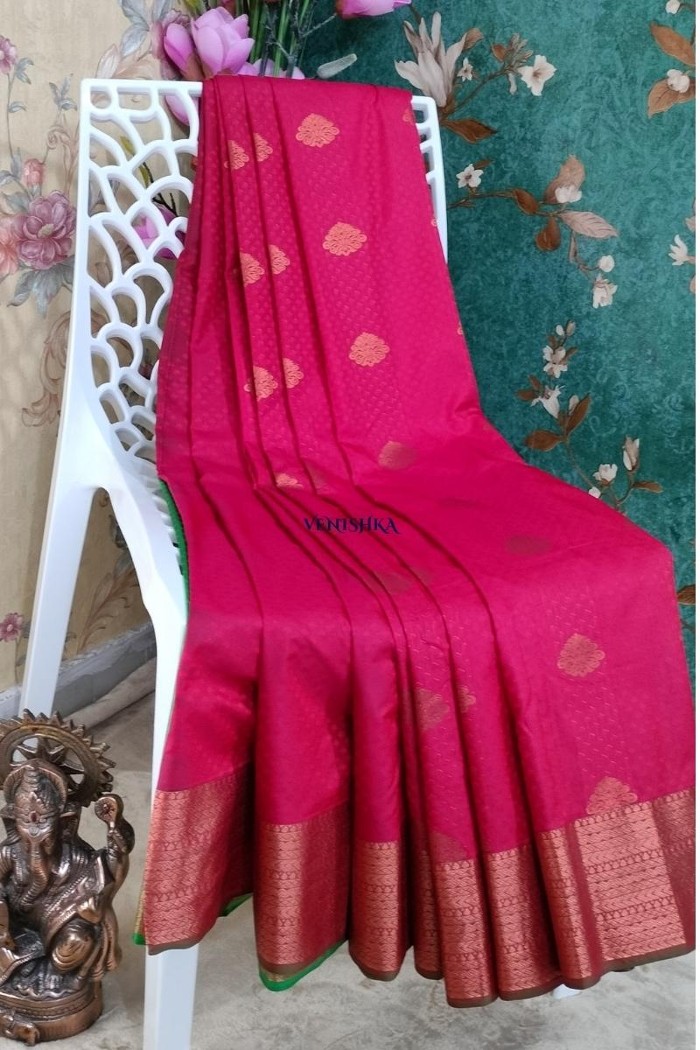 Kanjivaram Blended Silk Saree-Red - 3
