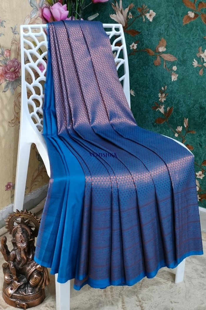 Kanjivaram Fancy Soft Silk Saree-Blue