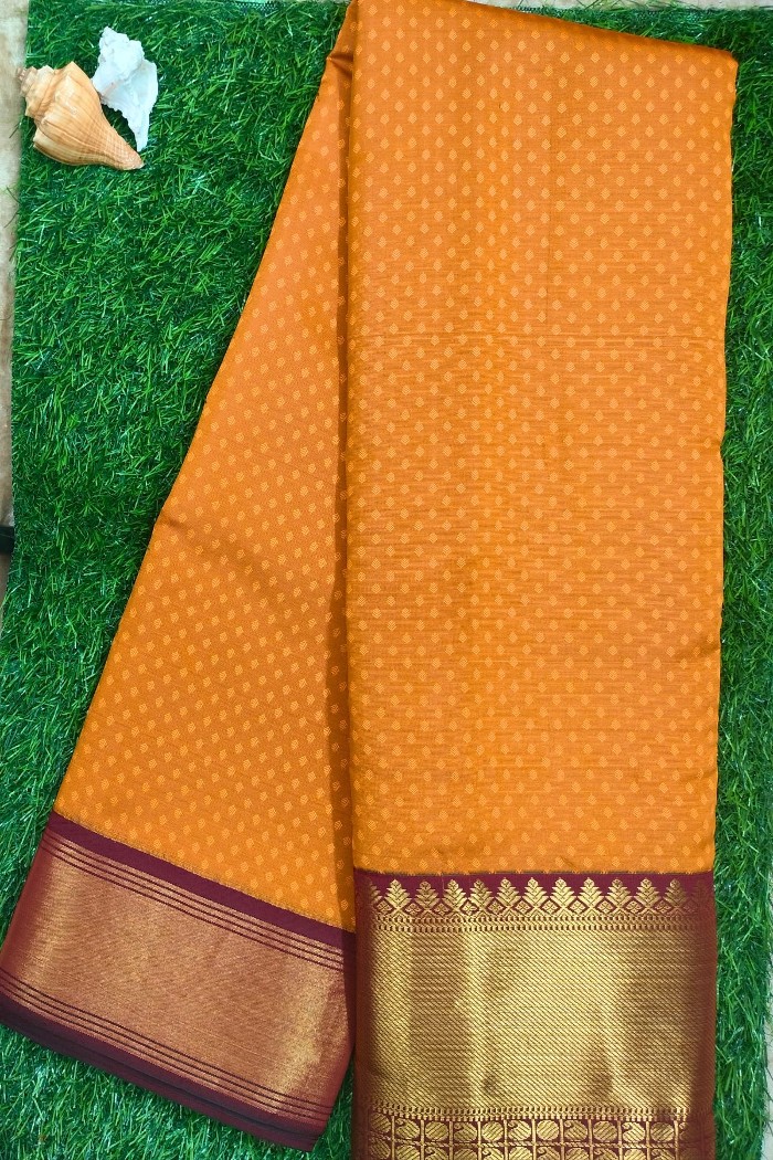 Kanjivaram Soft Silk Saree-Brown