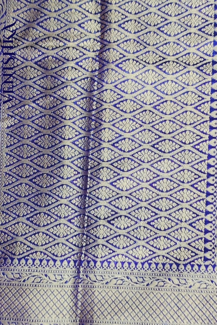 Handloom Semi Georgette Fancy Saree Blue - 5