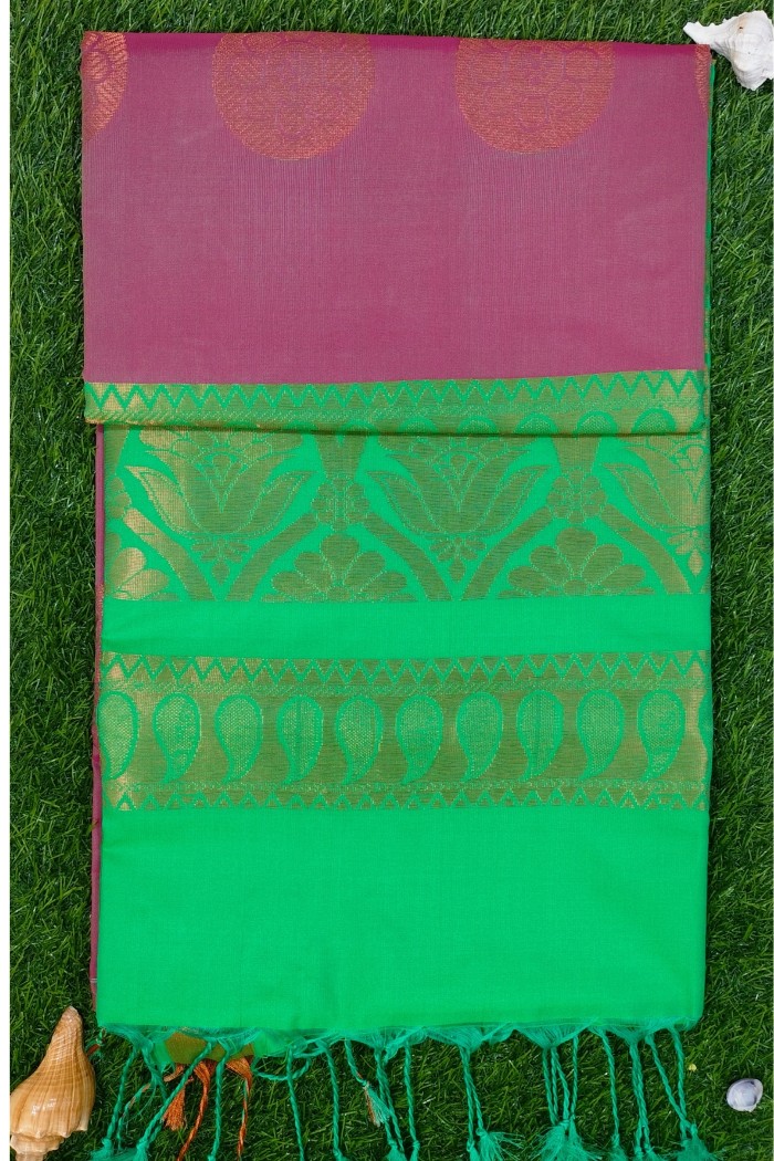 Fancy Soft Silk Light Weight Maroon With Green