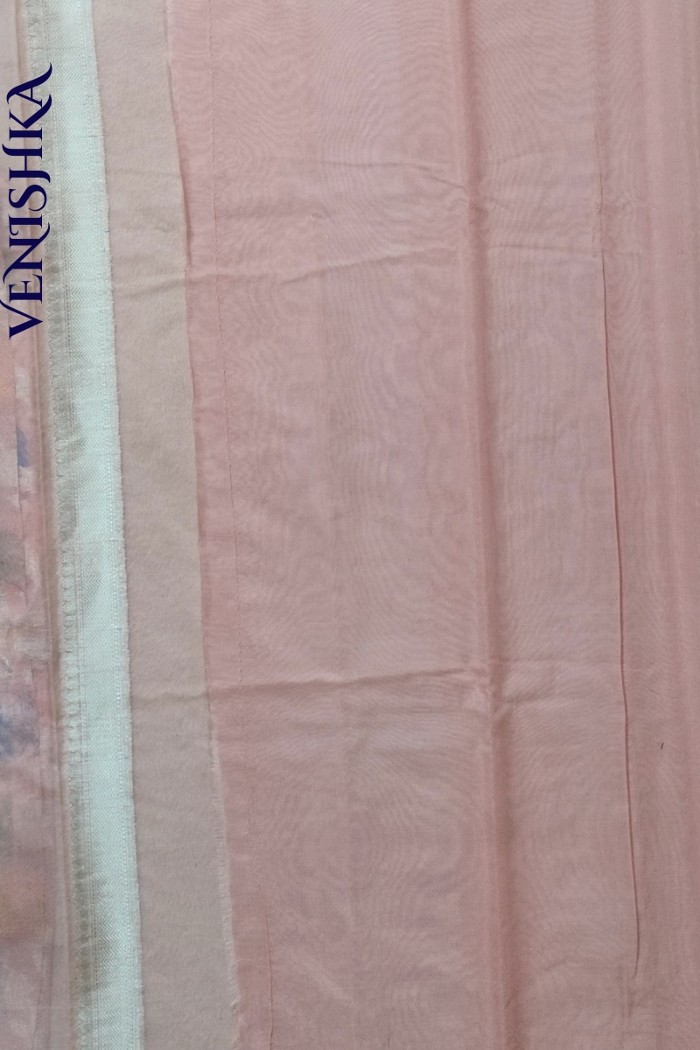 Handloom Semi Georgette Fancy Saree Pink - 6