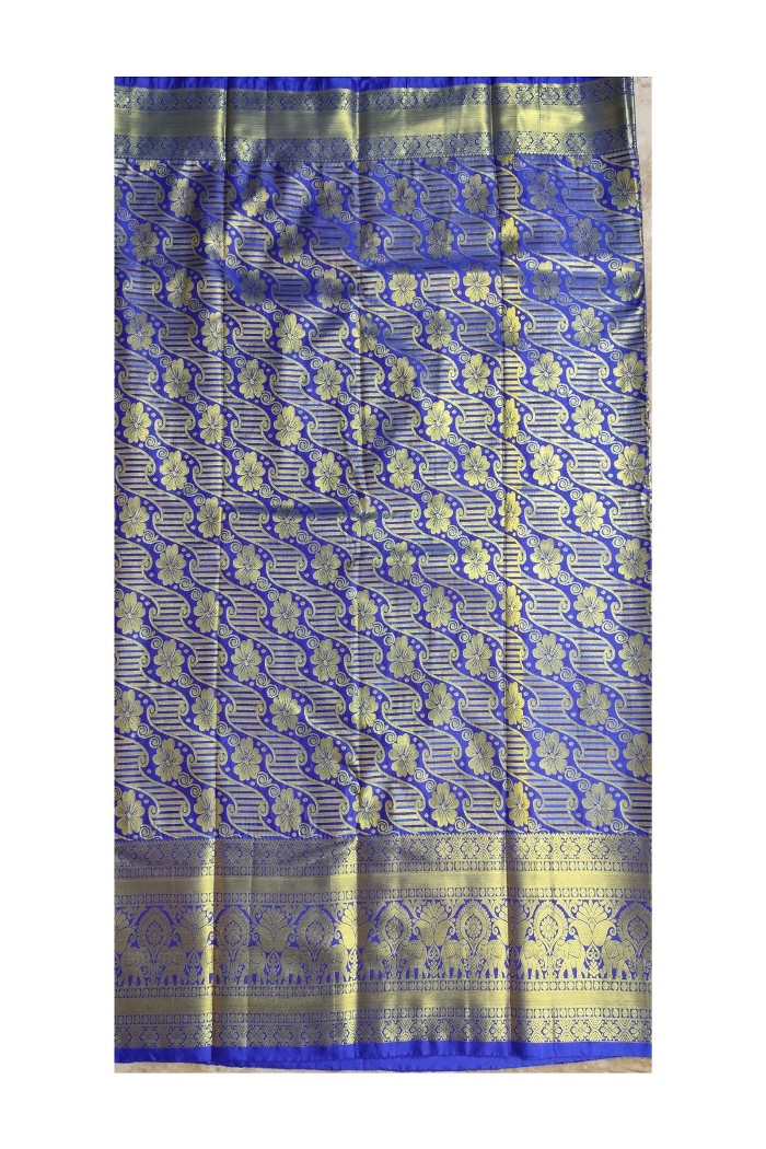 Kanjivaram Semi Tissue Silk Saree Blue - 4