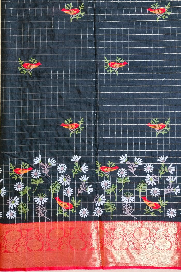 Dola Semi Silk Saree with Black and Red - 4