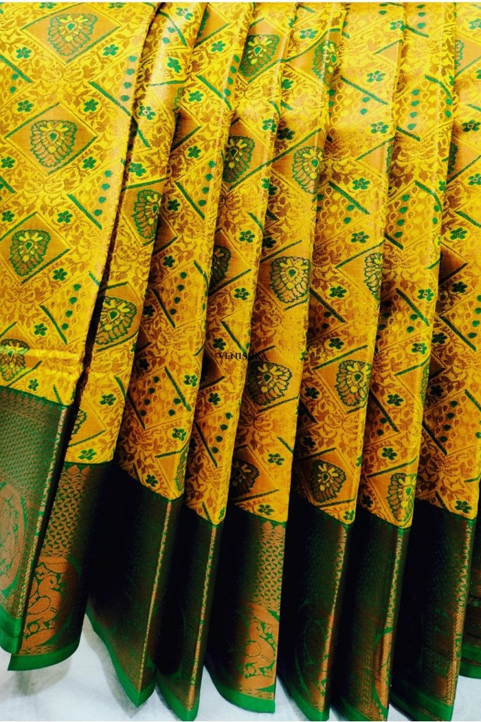 Fancy Silk Yellow With Green