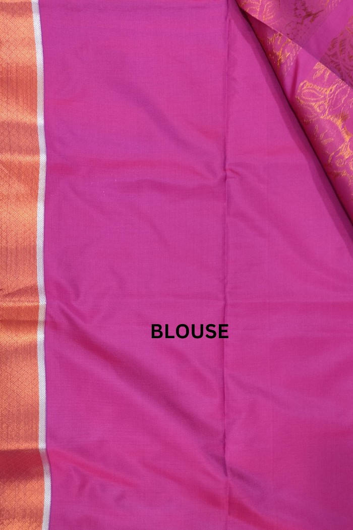 Fancy Soft Silk Light Weight Tale Blue With Pink - 5