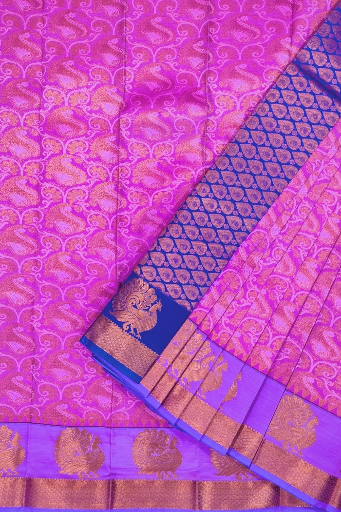 Fancy Silk Pink With Blue