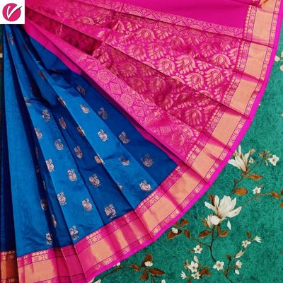 Silk Cotton Blue With Megenta