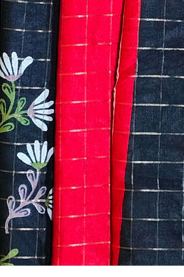 Dola Semi Silk Saree with Black and Red