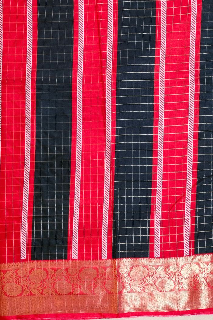 Dola Semi Silk Saree with Black and Red - 3