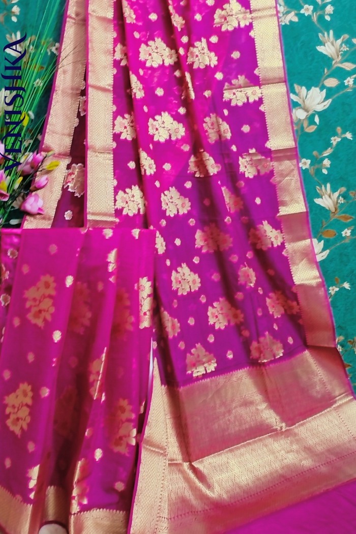 Handloom Semi Georgette Fancy Saree Light Pink