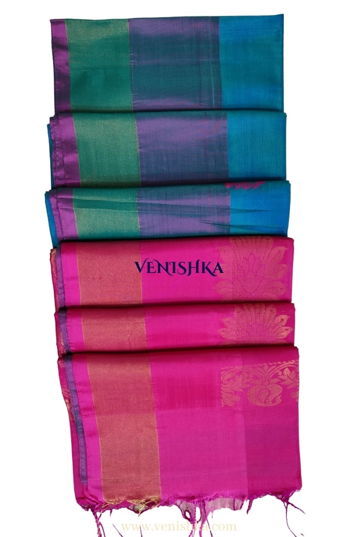 Kanch Handloom soft Silk sea blue - 3