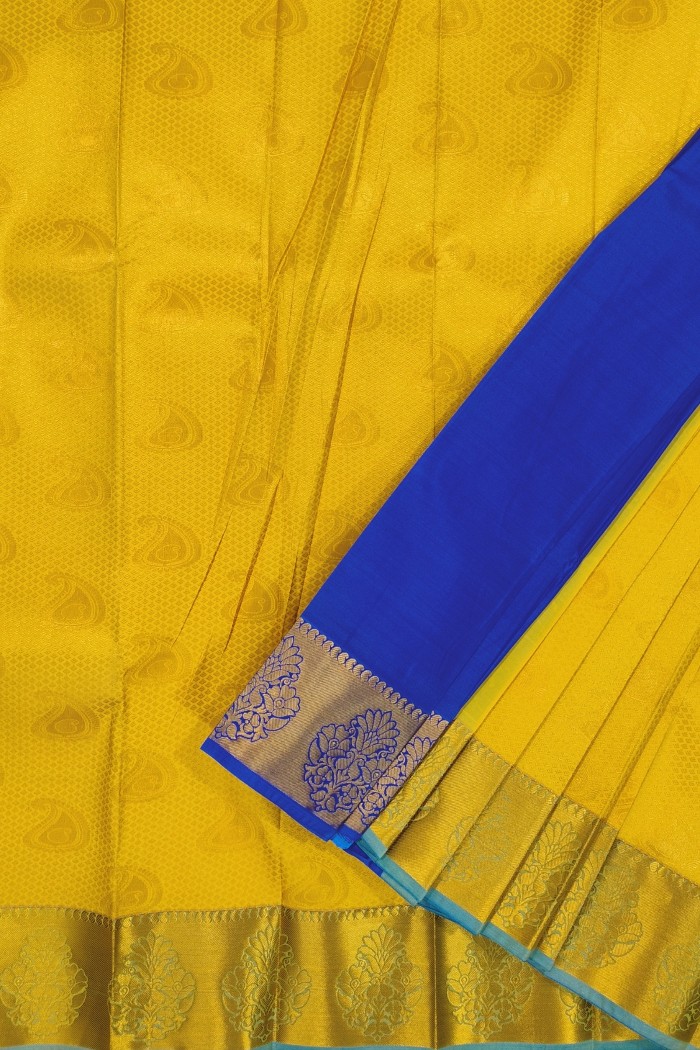 Fancy Silk Golden Yellow With Blue Shade