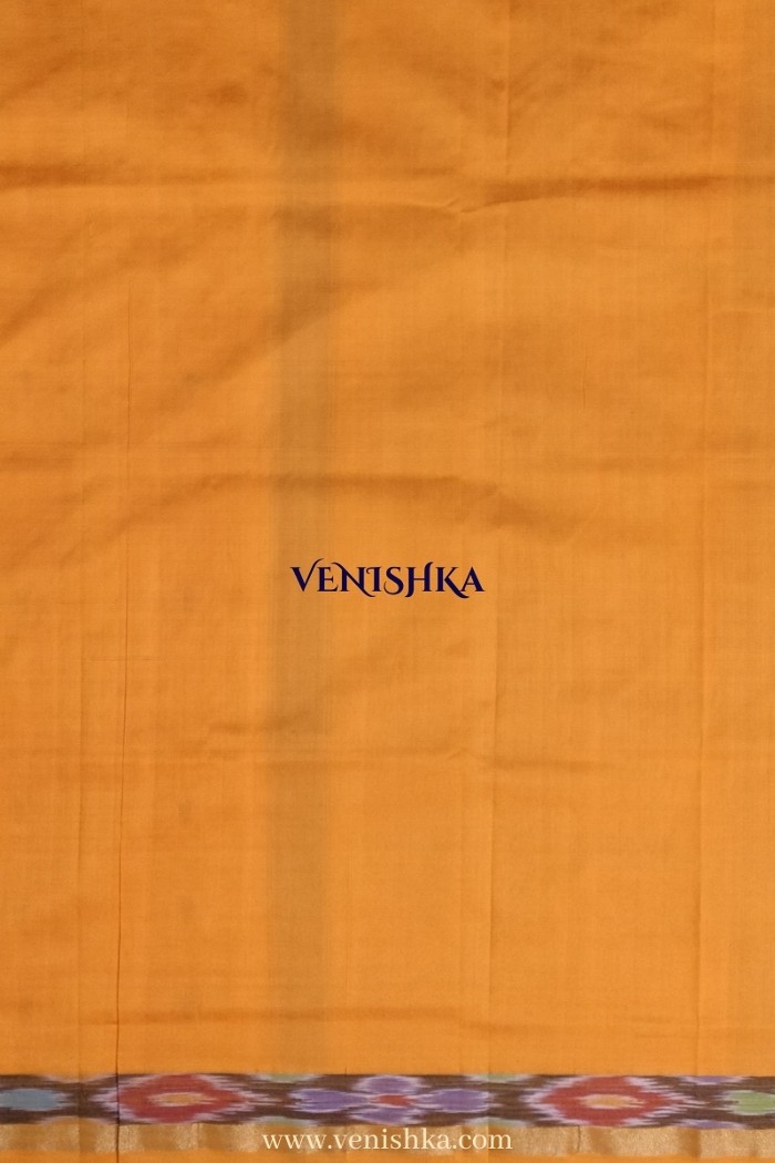 Uppada Silk With Pochampally Border -Purple With Orange - 4