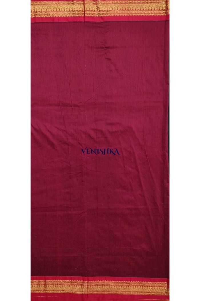 Kalyani Cotton Saree - Black With Maroon - 5