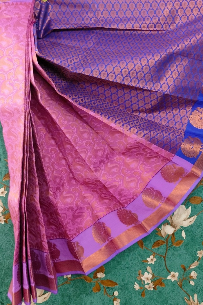 Fancy Silk Pink With Blue - 4