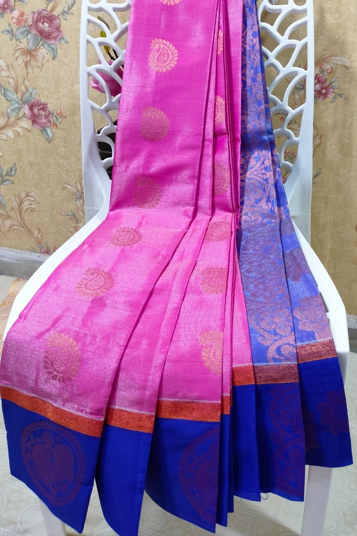 Tissue Silk Dark Pink With Blue Shade - 5