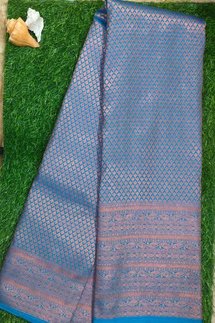 Kanjivaram Fancy Soft Silk Saree-Blue