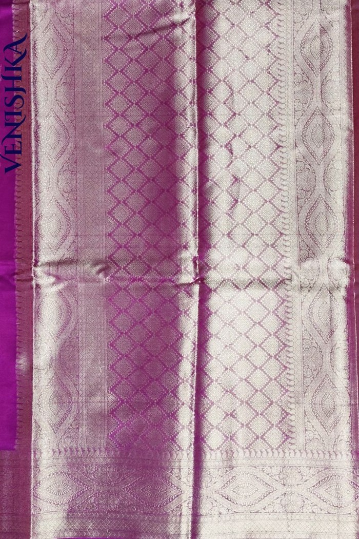 Handloom Kora Organza Fancy Saree Purple - 3