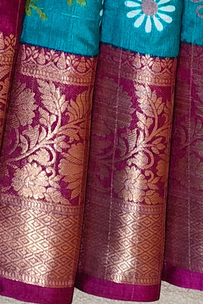 Dola Semi Silk Saree with Blue and Pink