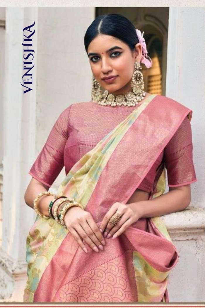Party Wear Weaving Silk Saree- Multi Color