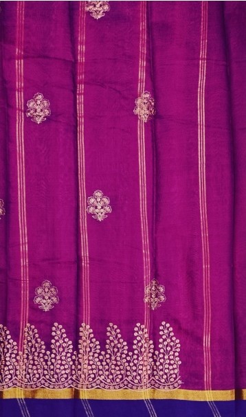 Silk Cotton Light Green With Purple - 3