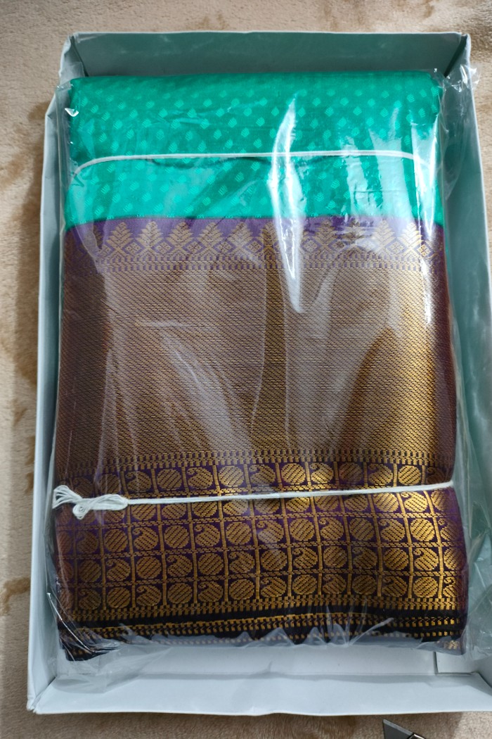 Kanjivaram Soft Silk Saree-Tiffany Blue