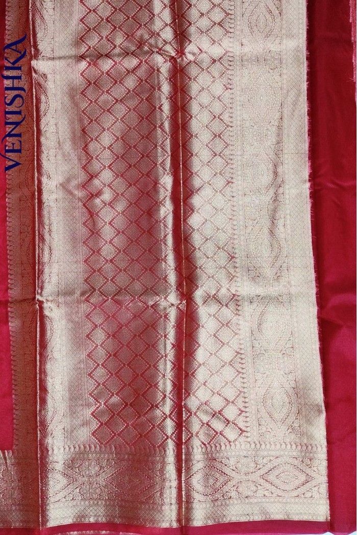 Handloom Kora Organza Fancy Saree Maroon - 3