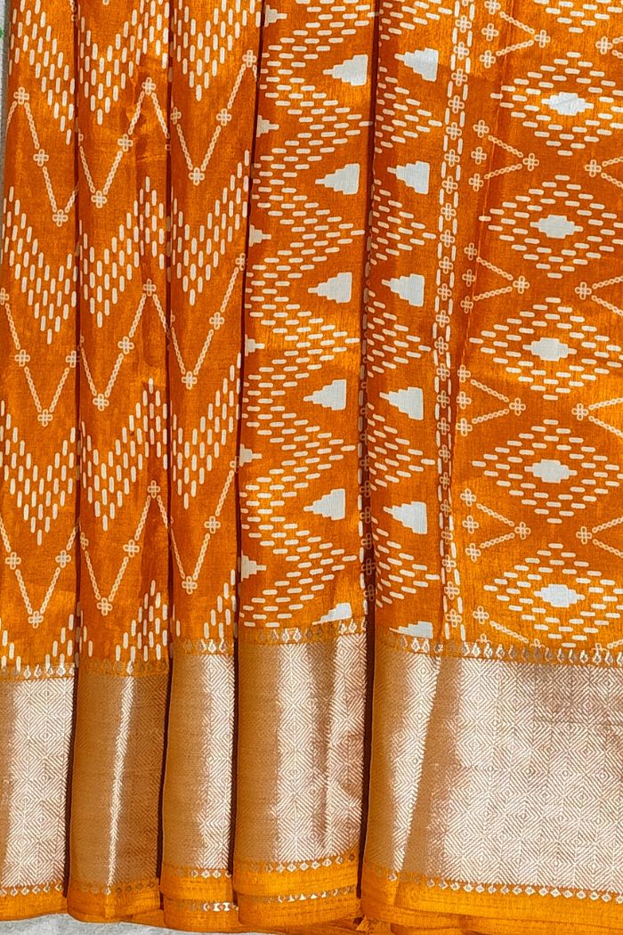 Dola Semi Silk Saree with Rusty Orange