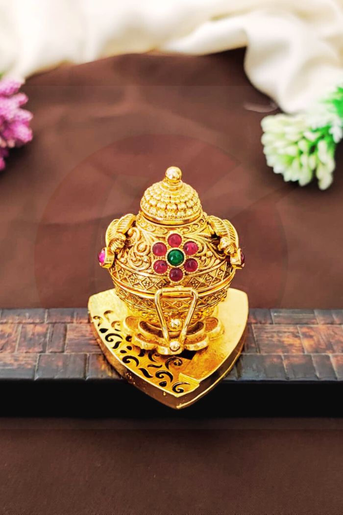 Kalash Kumkum Box Brass Sindoor Box Kumguma Chimil