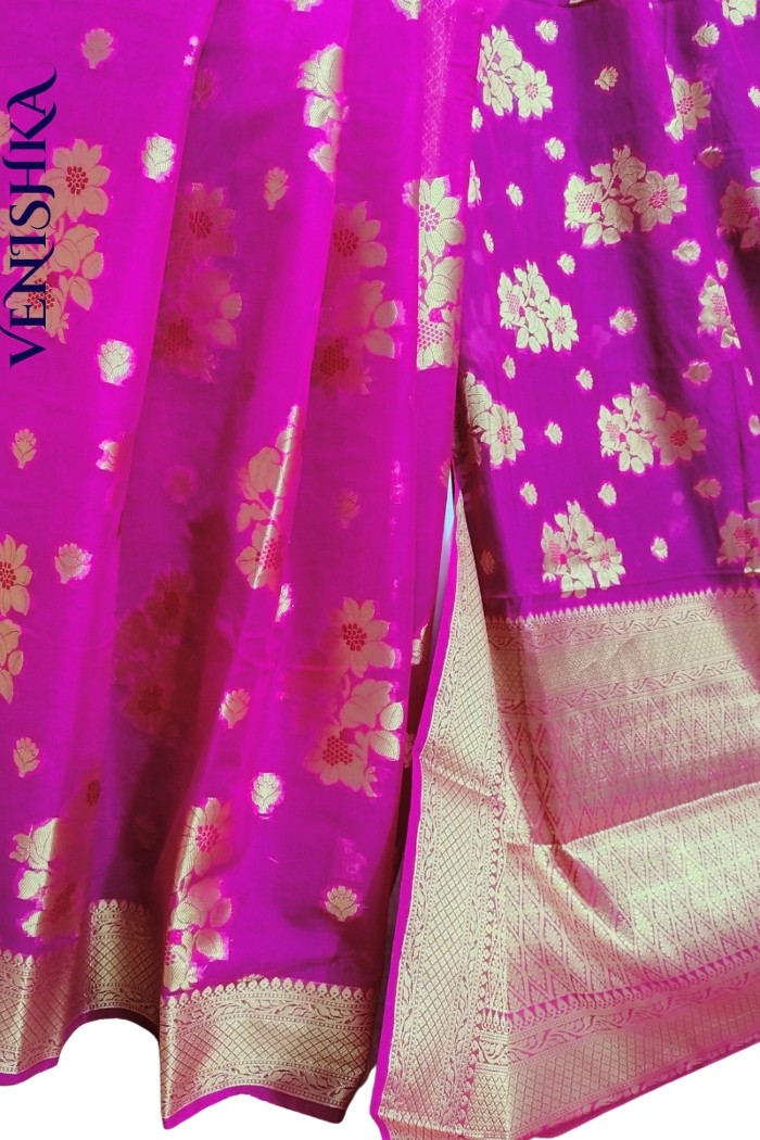 Handloom Semi Georgette Fancy Saree Light Pink